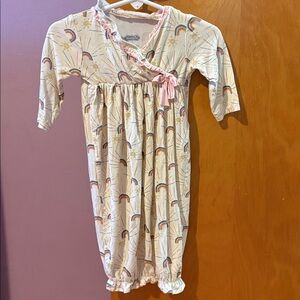 Mud Pie Bamboo Baby Gown with Rainbow and Sun Print